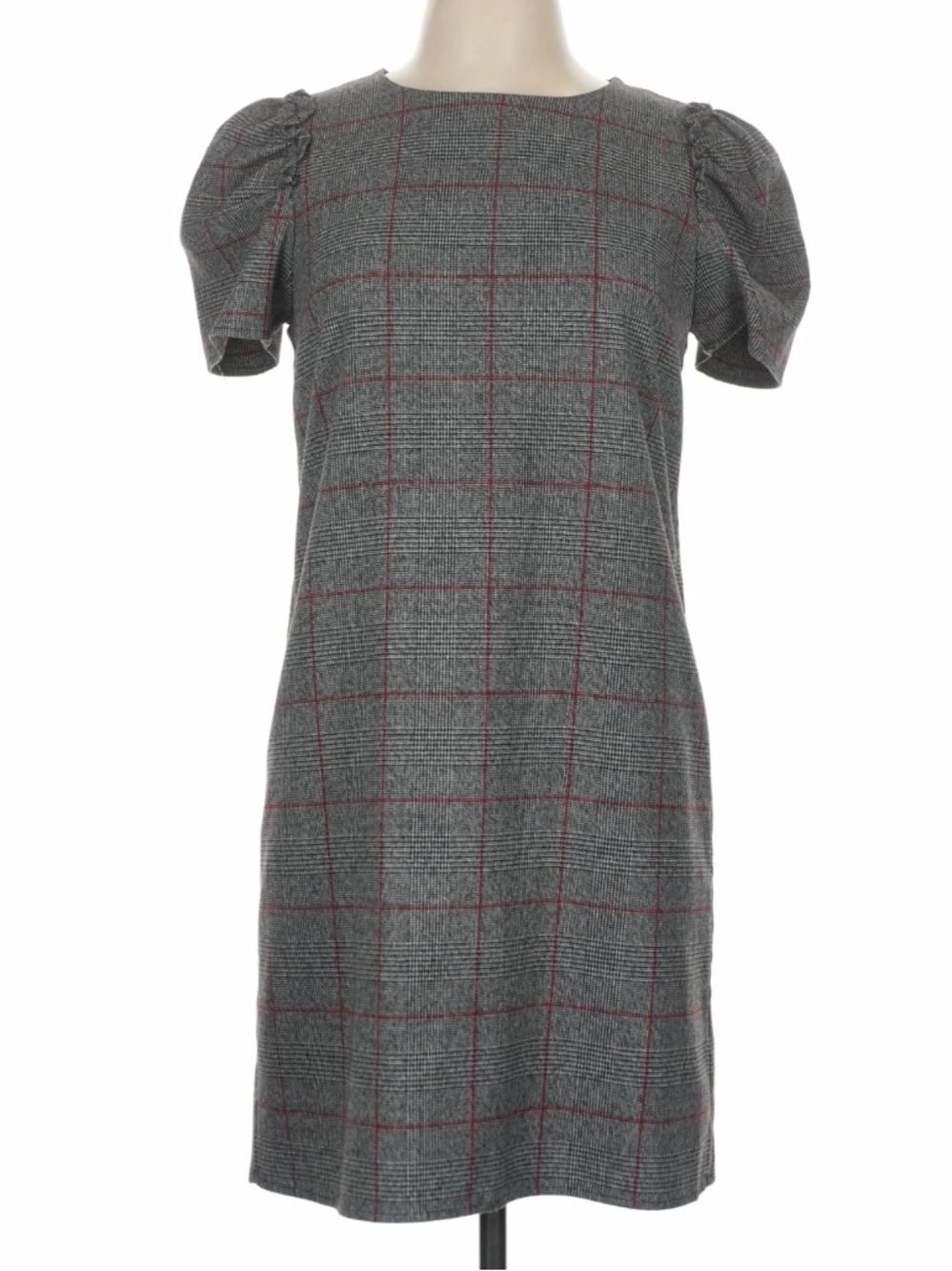 CeCe Gray and Red Glen Plaid
Short Sleeves Sheath Dress, Size 6, EUC
